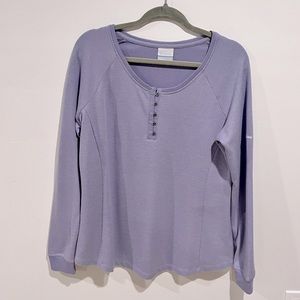 Columbia light purple thermal henley, size XL